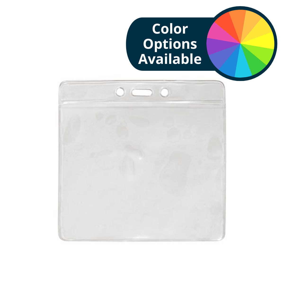 Clear Vinyl Horizontal Badge Holder with Color Bar, 4.38" x 3.63" - Pack of 100