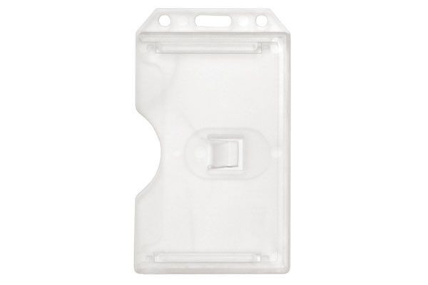 Pack of 50 - Clear Rigid Plastic Vertical Badge Holder 2-Sided