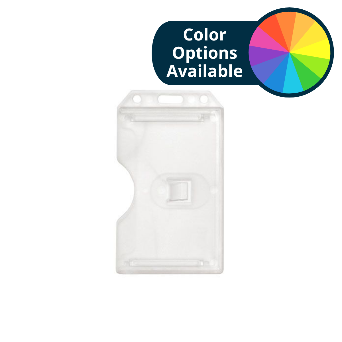 Pack of 50 - Clear Rigid Plastic Vertical Badge Holder 2-Sided