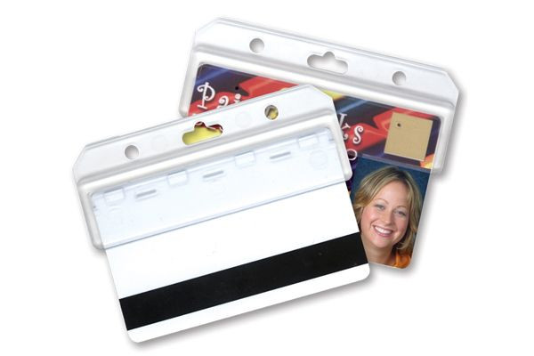 Pack of 50 - Rigid Plastic Easy Access Horizontal Badge Holder