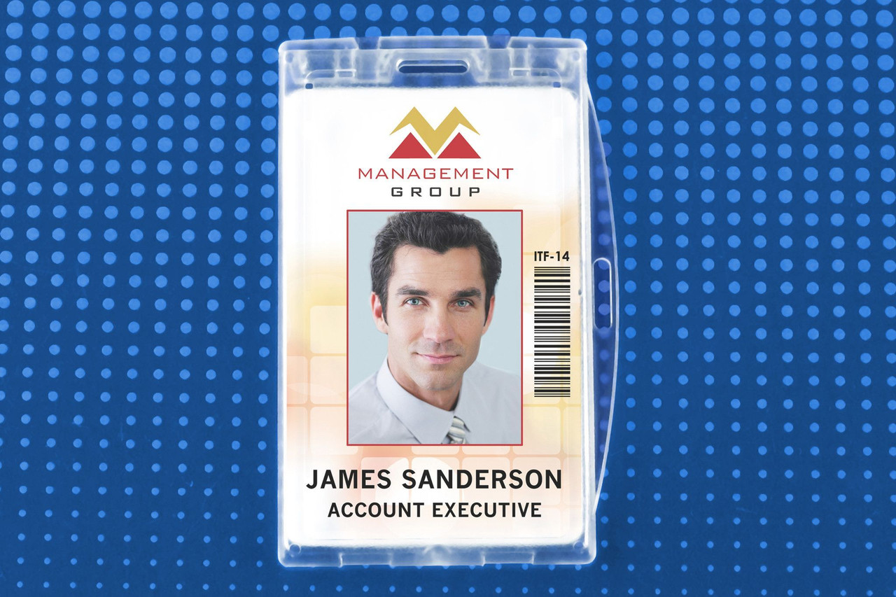 Pack of 50 - Clear Plastic Horizontal and Vertical Locking Card Holder 3.38" x 2.45"