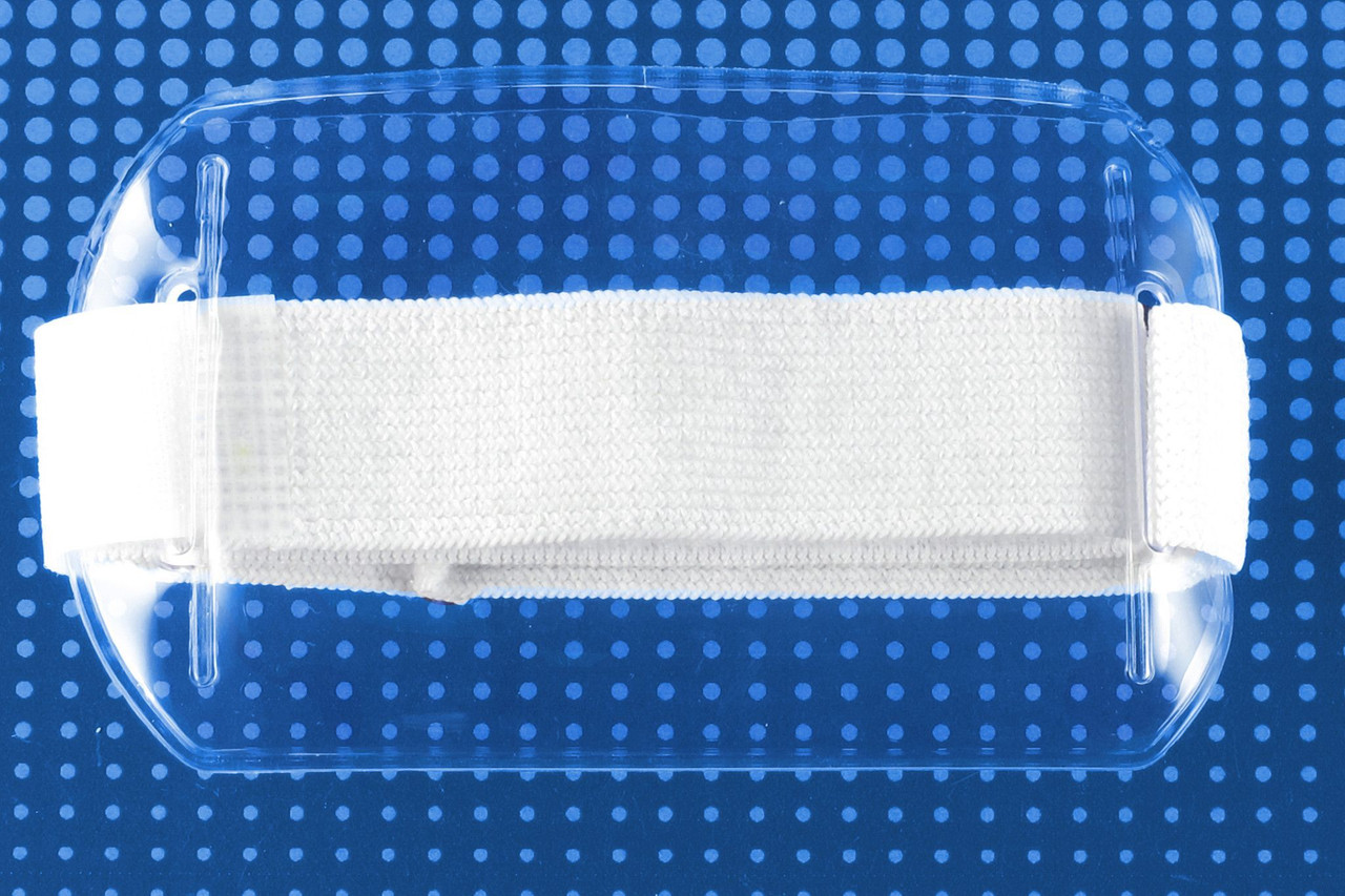 Pack of 25 - Clear Vinyl Horizontal Arm Band Badge Holder with Strap 3.375" x 2.375"