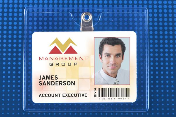 Pack of 100 - Clear Vinyl Horizontal Clip-On Badge Holder 4.25" x 3.5"