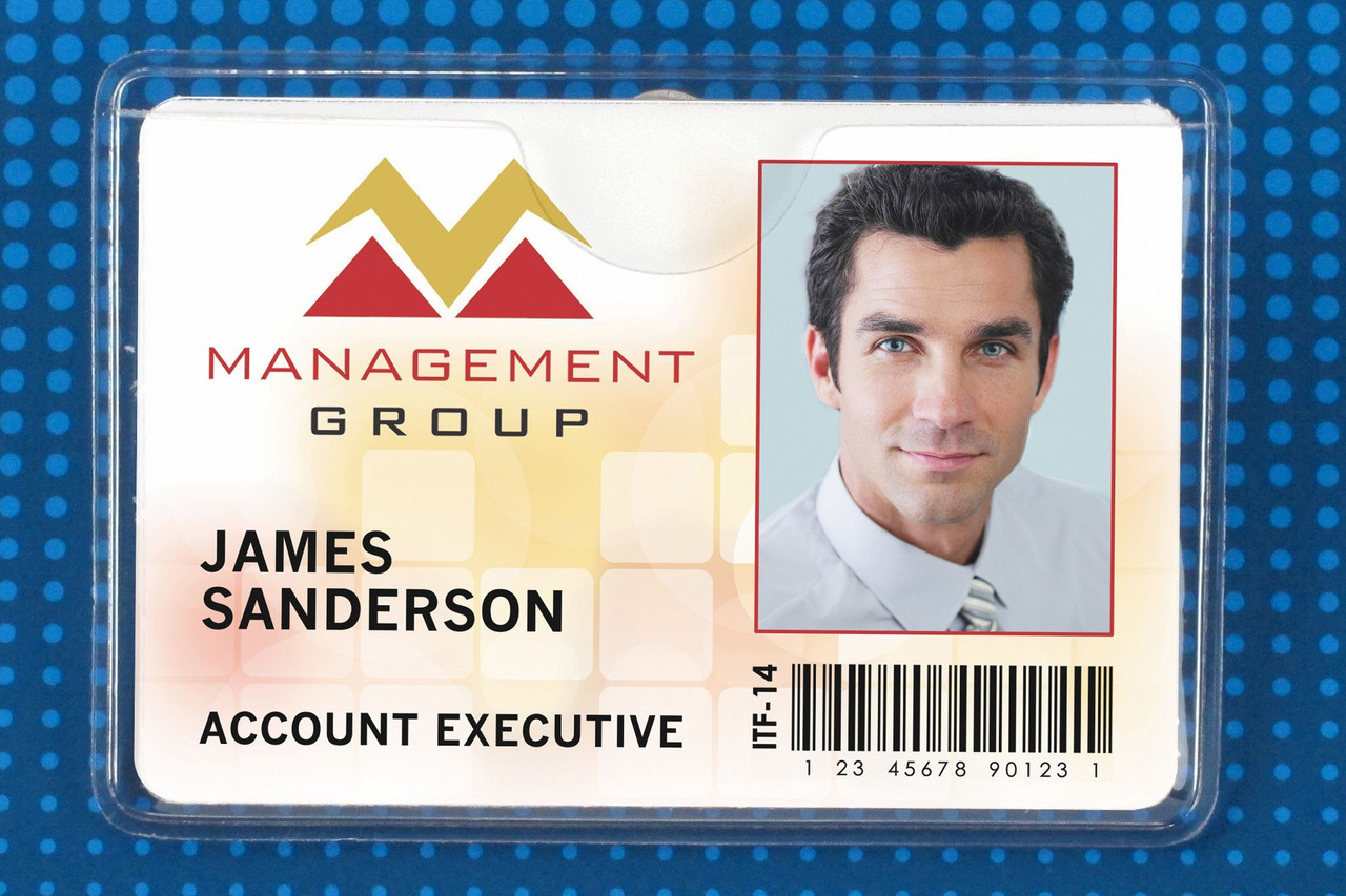 Pack of 100 - Premium Vinyl Horizontal Clip-on Badge Holder 4" x 2.63"