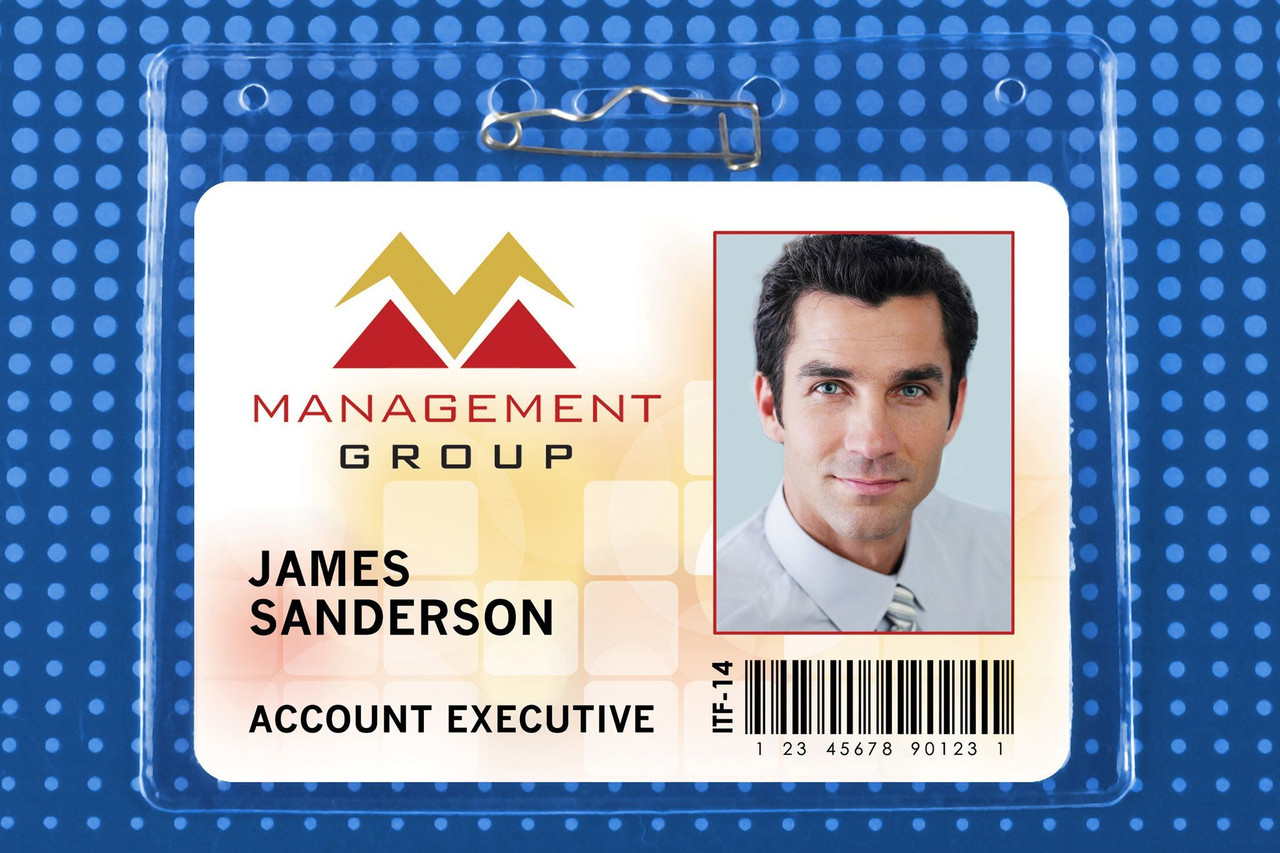 Pack of 100 - Clear Vinyl Horizontal Badge Holder with Pin 4.12" x 3.18"