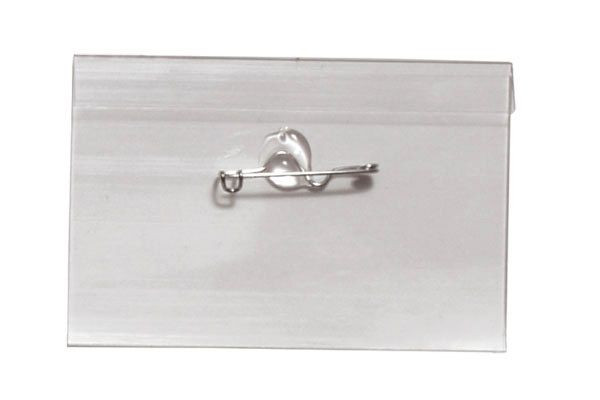 Pack of 100 - Clear Rigid Vinyl Horizontal Name Tag Holder with Nickel-Plated Steel Pin 3.5" x 2.13"