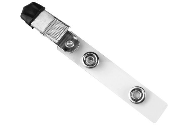 Pack of 100 - Clear Vinyl Strap Clip with NPS Knurled Grip Clip & Black Rubber Cap 2.625"