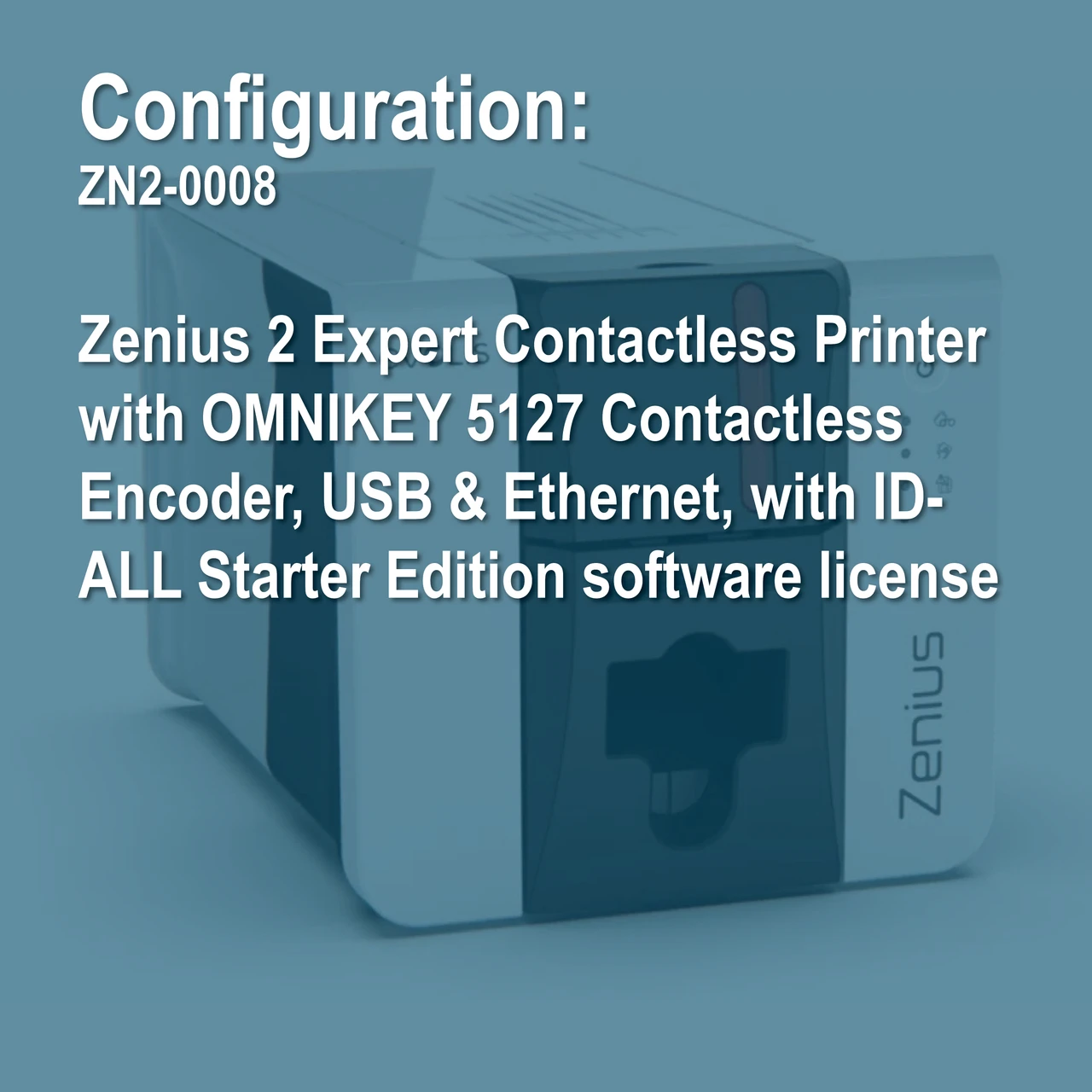 Evolis ZN2-0008 Zenius 2  Expert Contactless Printer with Contactless Encoder Simplex ID Card Printer