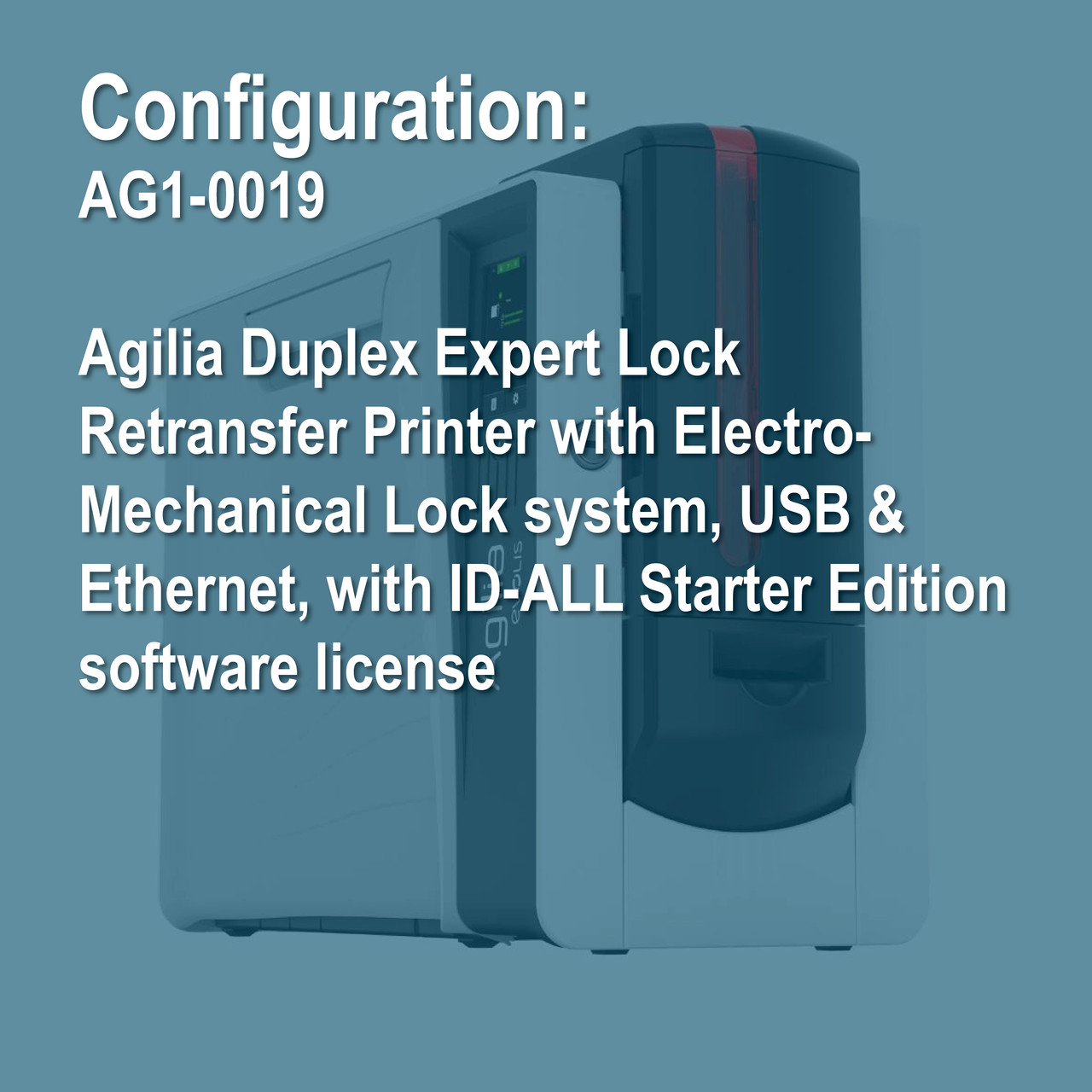 Evolis Agilia AG1-0019  Duplex Expert Lock Retransfer ID Card Printer