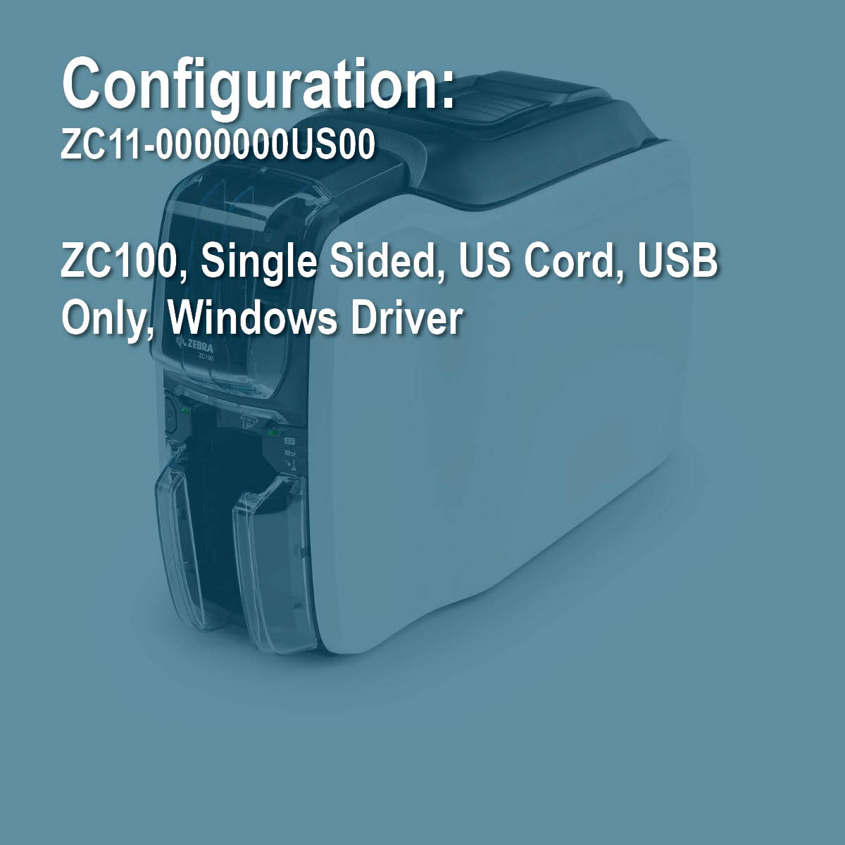 Zebra ZC11-0000000US00 ZC100 Simplex ID Card Printer - AnythingID