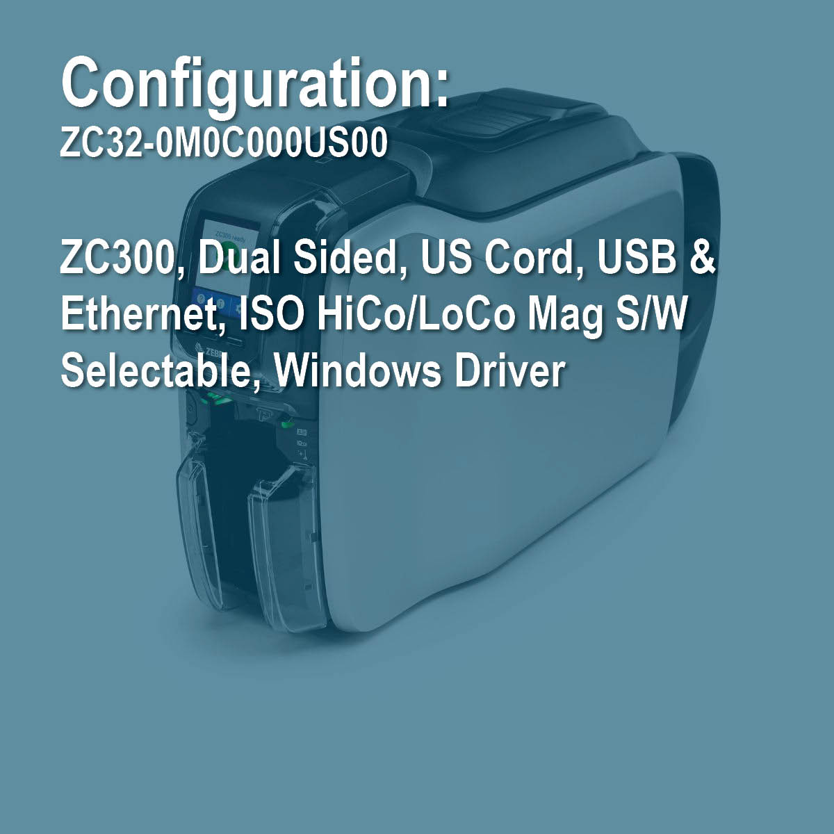 Zebra ZC32-0M0C000US00 ZC300 (Base Model) Duplex ID Card Printer