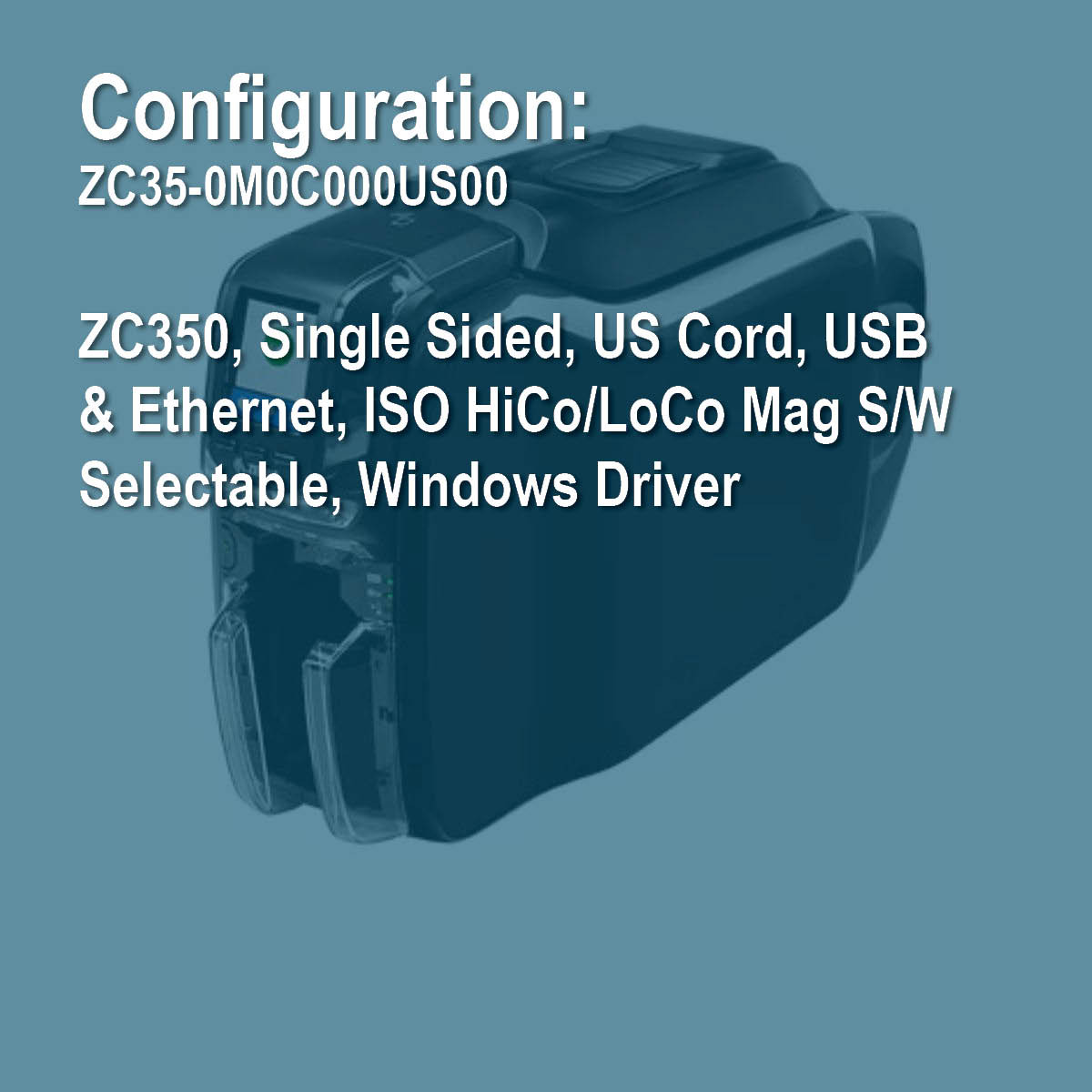 Zebra ZC35-0M0C000US00 ZC350 Simplex ID Card Printer