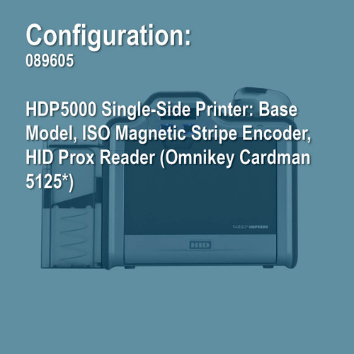 Fargo 089605 HDP5000 Simplex Retransfer ID Card Printer