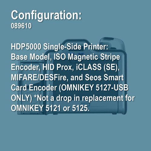 Fargo 089610 HDP5000 Simplex Retransfer ID Card Printer