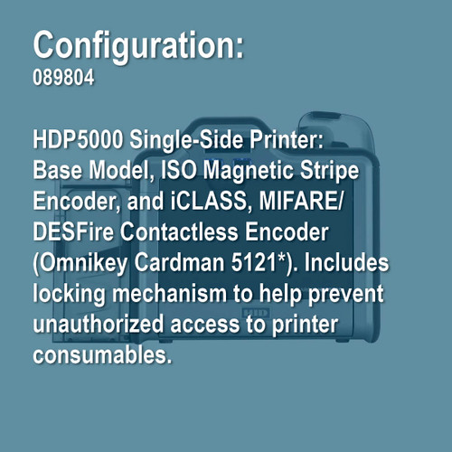 Fargo 089804 HDP5000 Simplex Retransfer ID Card Printer