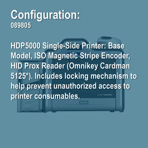 Fargo 089805 HDP5000 Simplex Retransfer ID Card Printer