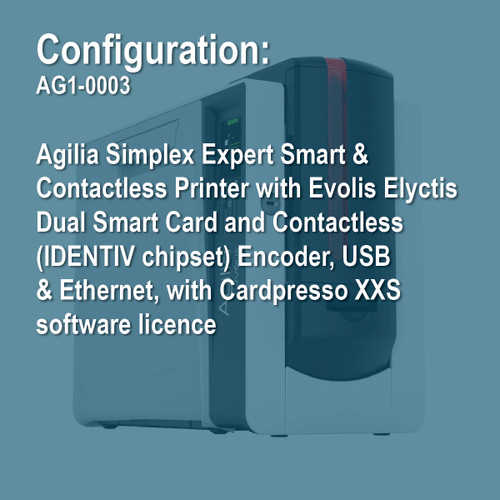 Evolis Agilia AG1-0003 Simplex Expert Smart & Contactless ID Card Printer