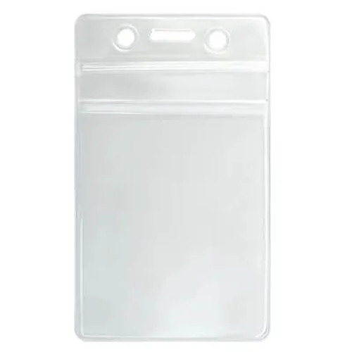 506-ZS-CLR Clear Vinyl Vertical Badge Holder with Clear Zip-Lock Closure - 100 pack