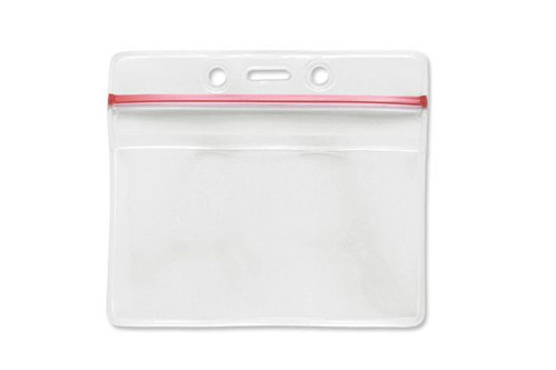 Clear Vinyl Horizontal Badge Holder with Resealable Top, 3.63" x 2.75" - Pack of 100