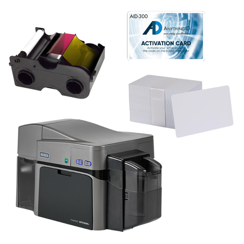 AnythingID FARGO DTC1250e Dual-Sided Printer Bundle with AID-300 Software, Webcam, YMCKO-K Ribbon, and 100 Cards | AID-50100-300-6