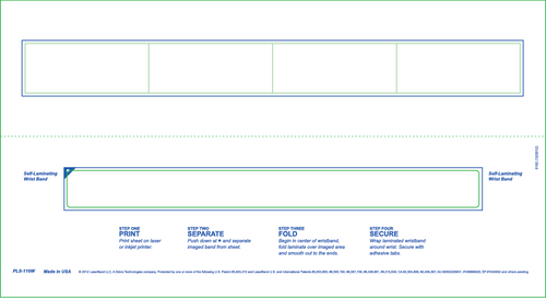 LaserBand PLS-110W Adult Wristbands with 4 Labels (1000 Sheets)