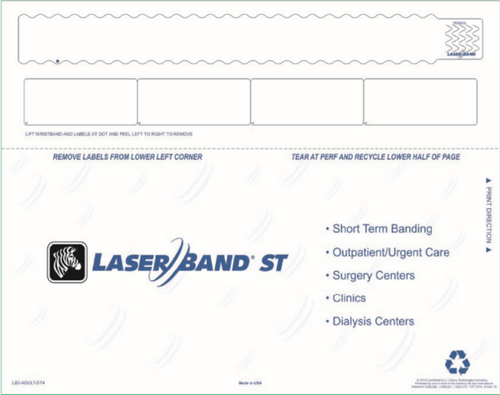 LaserBand2 LB2-ADULT-ST4 Short Term/Outpatient Wristband with 4 Labels
