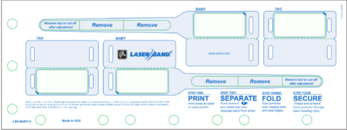 LaserBand2 LB2-BABY-S Baby Wristband and ID Tag Sheetlet (1000 Sheets)