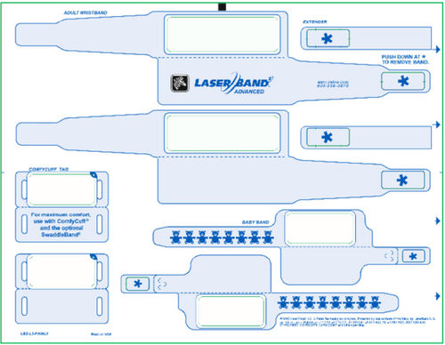 LaserBand2 LB2-L3-FAMILY Labor and Delivery Adult and Baby Wristbands with Tags (500 Sheets)