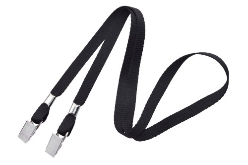 Pack of 100 - 3/8" Flat Open-Ended Lanyard with Two Bulldog Clips