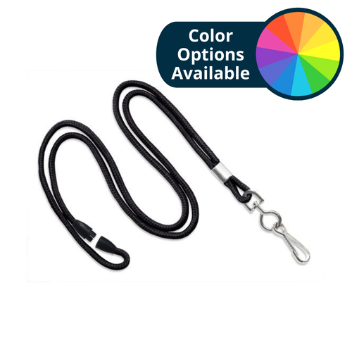 Pack of 100 - 1/8" Round Braid Lanyard with Breakaway and Swivel Hook