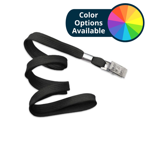 Pack of 100 - 3/8" Flat Braid Lanyard with Bulldog Clip