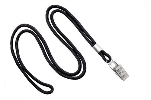 Pack of 100 - 1/8" Round Braid Lanyard with Bulldog Clip