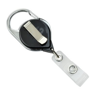 Pack of 50 - Badge Reel Carabiner with Belt Clip and Clear Strap