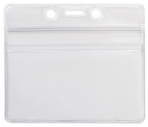 Clear Vinyl Horizontal Badge Holder with Zip Closure, 3.63" x 2.5" - Pack of 100
