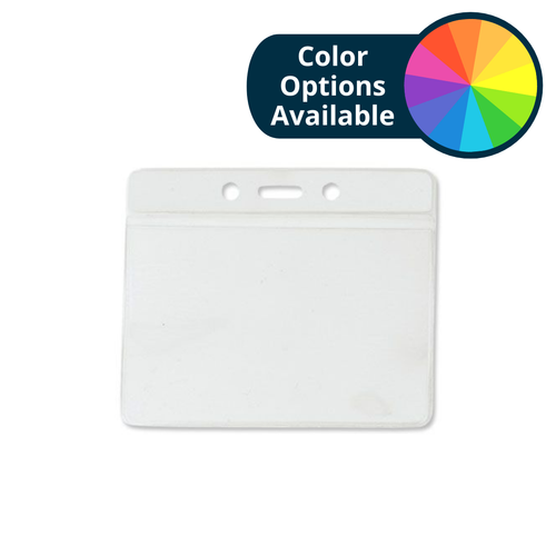 Clear Vinyl Horizontal Badge Holder with Color Bar, 3.85" x 2.68" - Pack of 100