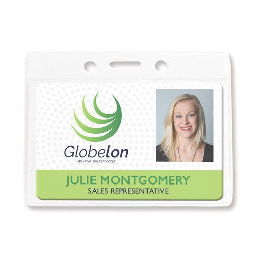 Vinyl Horizontal Badge Holder with Color Bar, 3.75" x 2.63" - Pack of 100