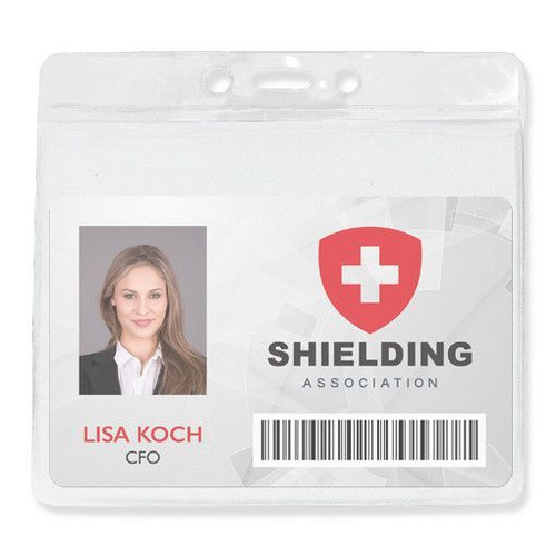 Clear Vinyl Horizontal Badge Holder with Color Bar, 4.38" x 3.63" - Pack of 100