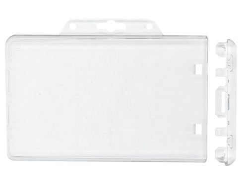 Clear Plastic Horizontal Permanent Locking Card Holder, 3.38" x 2.18" - Pack of 50