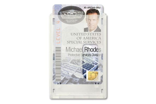 Pack of 50 - Rigid Wear Vertical 2-Card Badge Holder with Slot 2.38" x 3.5"