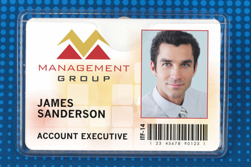 Pack of 100 - Premium Vinyl Horizontal Clip-on Badge Holder 4" x 2.63"