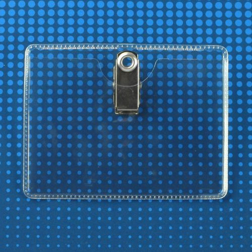 Pack of 100 - Premium Vinyl Horizontal Clip-on Badge Holder 3.25" x 2.4"