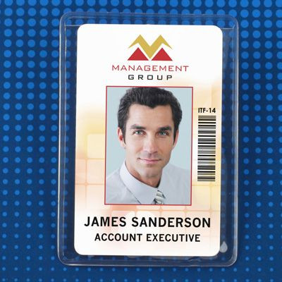 Pack of 100 - Premium Vinyl Vertical Clip-on Badge Holder 2.38" x 3.38"