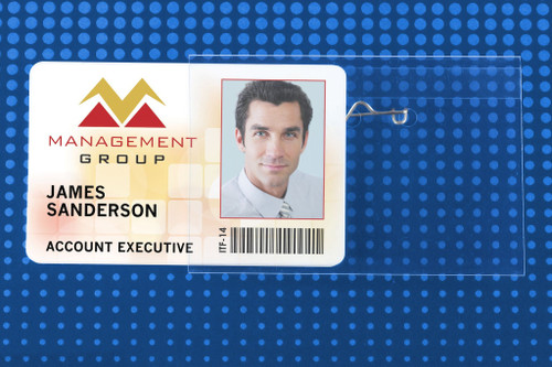 Pack of 100 - Clear Rigid Vinyl Horizontal Name Tag Holder with Nickel-Plated Steel Pin 3.5" x 2.13"