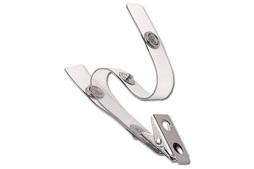Pack of 100 - Clear Vinyl Strap Clip with 2-Hole NPS Clip & Double Straps