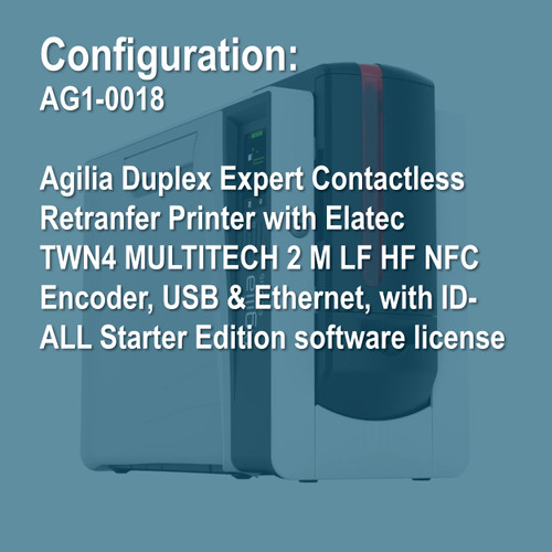Evolis Agilia AG1-0018 Duplex Expert Contactless Retransfer ID Card Printer