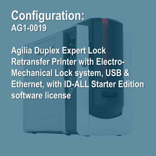 Evolis Agilia AG1-0019  Duplex Expert Lock Retransfer ID Card Printer