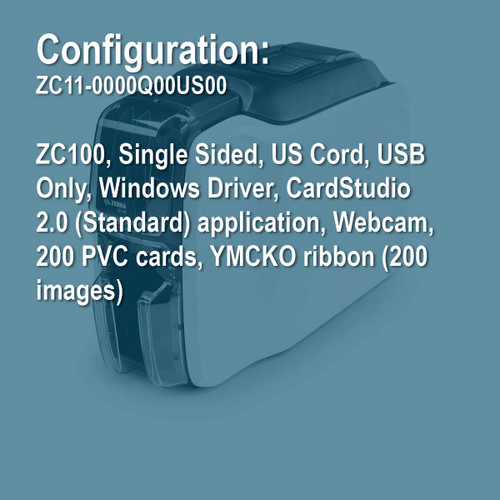 Zebra ZC11-0000Q00US00 ZC100 Simplex ID Card Printer System