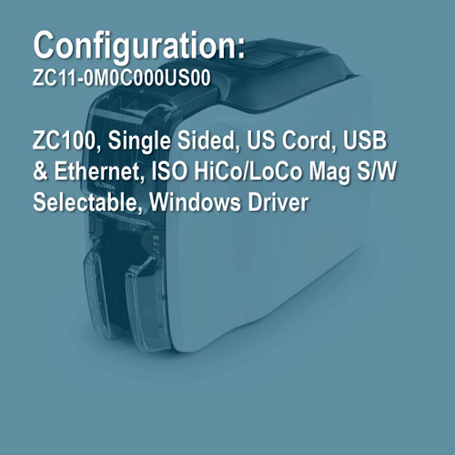 Zebra ZC11-0M0C000US00 ZC100 Simplex ID Card Printer