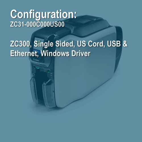 Zebra ZC31-000C000US00 ZC300 Simplex ID Card Printer