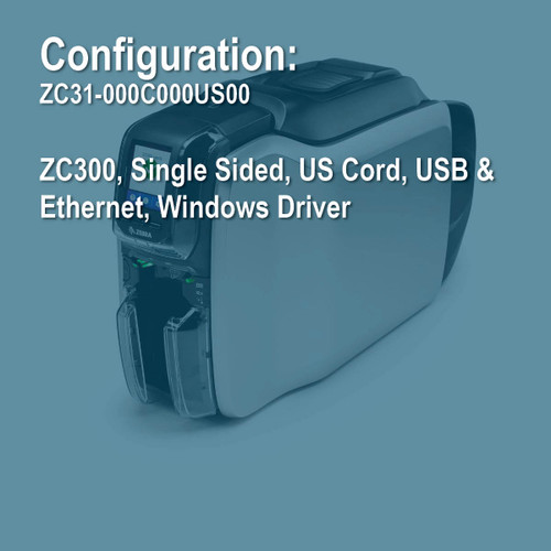 Zebra ZC31-000C000US00 ZC300 (Base Model) Simplex ID Card Printer